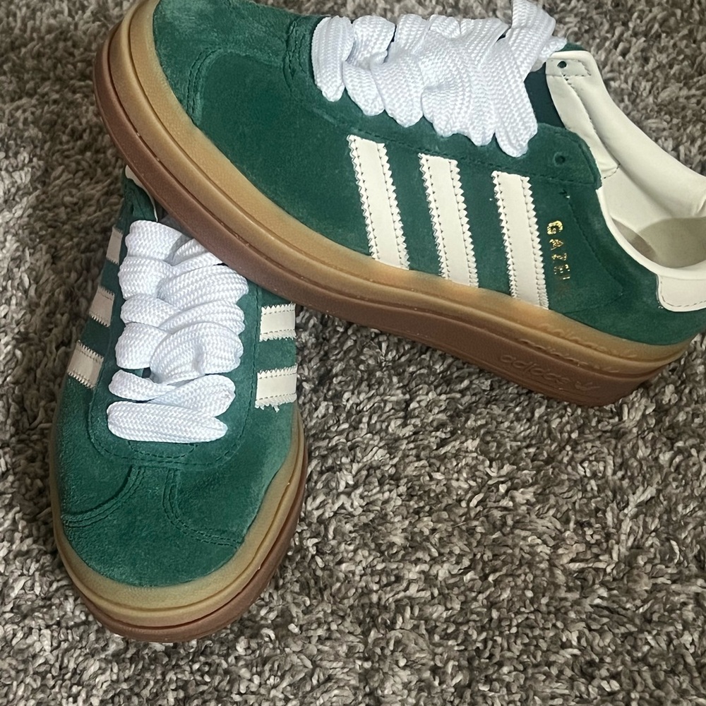 Adidas Forest Green Sneakers with Cream Accents